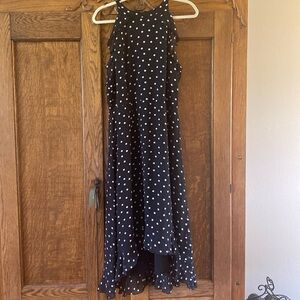 Elle Size Large black-and-white polkadot sleeveless dress,  low high